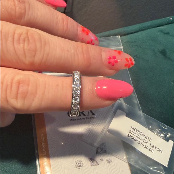 Elegant Sterling Silver Moissanite Full Eternity Band 5.5 - Picture 2 of 4